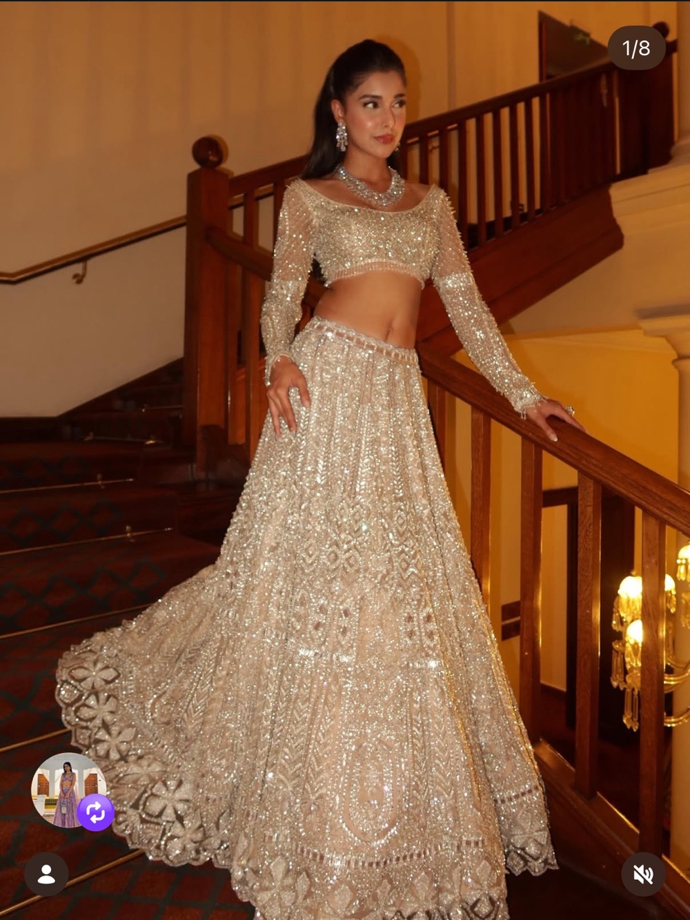 Sparkling Ivory Sequined Lehenga Set